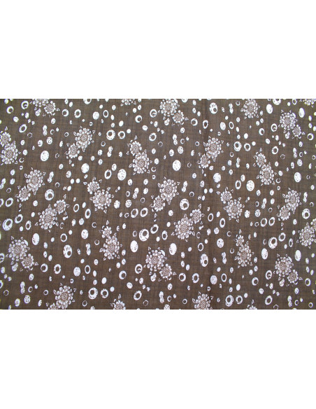 Tissu Voile Coton Viscose Imprimé Fleur Anatole Marron clair -Au Mètre