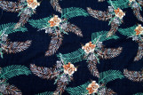 Tissu Voile Coton Viscose Imprimé Fleur Palmo Marine -Au Mètre
