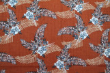 Tissu Voile Coton Viscose Imprimé Fleur Palmo Brique -Au Mètre