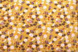 Tissu Voile Coton Viscose Imprimé Fleur Libra Moutarde -Au Mètre