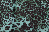 Tissu Voile Coton Viscose Imprimé Léopard Bleu Vert -Au Mètre