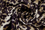 Tissu Voile Coton Viscose Imprimé Léopard Beige -Au Mètre