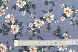 Tissu Voile Coton Viscose Imprimé Fleur Prigat Gris -Au Mètre