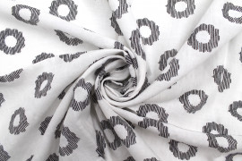 Tissu Voile Coton Viscose Imprimé Circle Blanc -Au Mètre