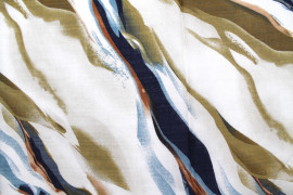 Tissu Voile Coton Viscose Imprimé Peinture Beige -Au Mètre