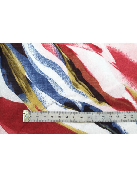 Tissu Voile Coton Viscose Imprimé Peinture Rouge -Au Mètre