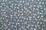 Tissu Voile Coton Viscose Imprimé Feuille Automne Bleu -Au Mètre