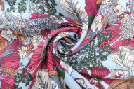 Tissu Voile Coton Viscose Imprimé Fleur Azuria Ciel -Au Mètre