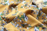 Tissu Voile Coton Viscose Imprimé Fleur Grany Camel -Au Mètre