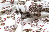 Tissu Voile Coton Viscose Imprimé Fleur Grany Blanc cassé -Au Mètre