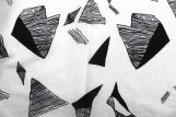 Tissu Voile Coton Viscose Imprimé Triangles Blanc -Au Mètre