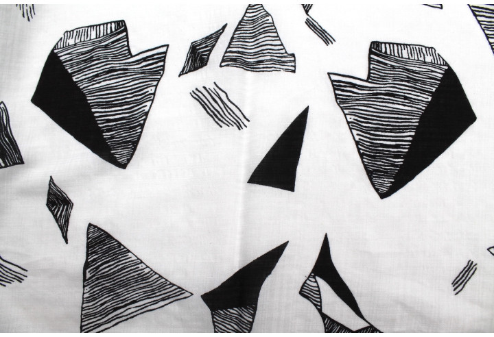Tissu Voile Coton Viscose Imprimé Triangles Blanc -Au Mètre