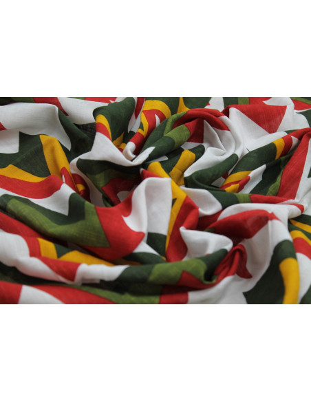 Tissu Voile Coton Viscose Imprimé Éclair Vert -Au Mètre