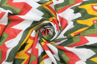 Tissu Voile Coton Viscose Imprimé Éclair Vert -Au Mètre