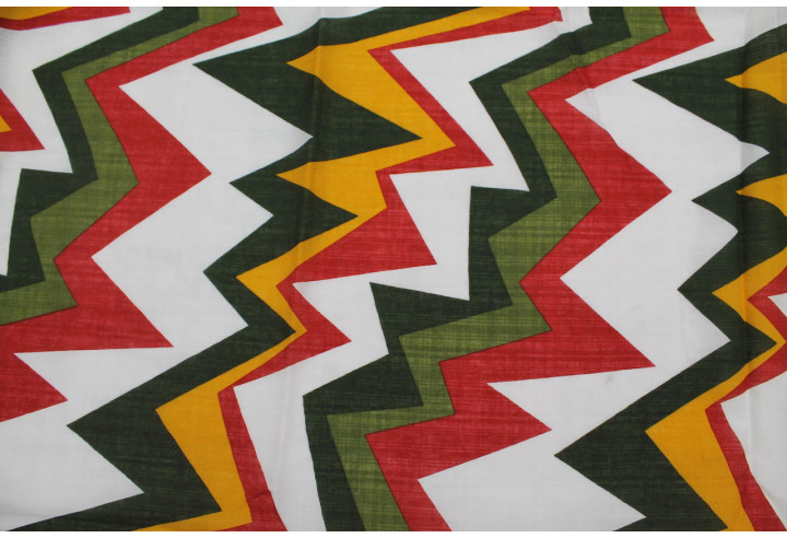 Tissu Voile Coton Viscose Imprimé Éclair Vert -Au Mètre