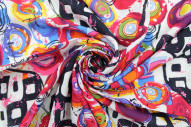 Tissu Voile Coton Viscose Imprimé Tornade Multicolor -Au Mètre