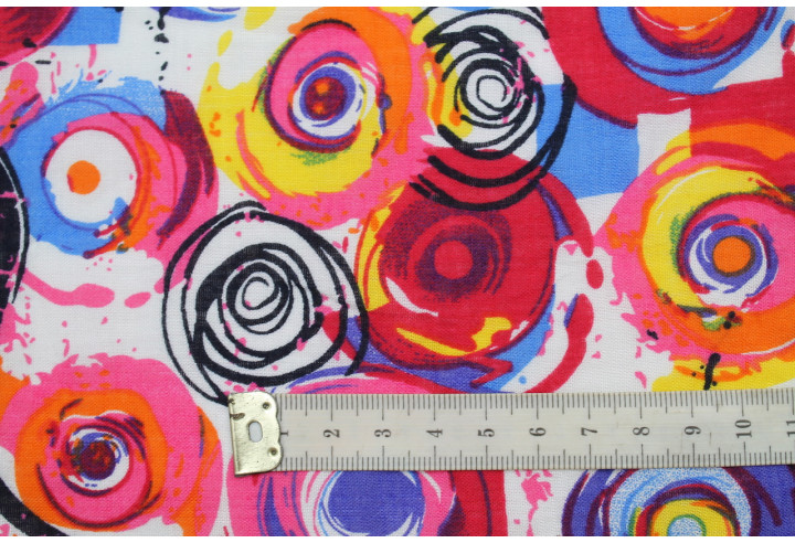 Tissu Voile Coton Viscose Imprimé Tornade Multicolor -Au Mètre