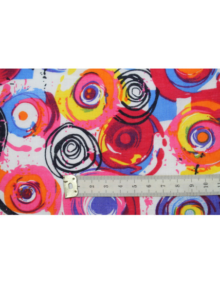 Tissu Voile Coton Viscose Imprimé Tornade Multicolor -Au Mètre