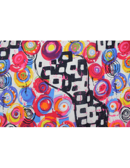 Tissu Voile Coton Viscose Imprimé Tornade Multicolor -Au Mètre