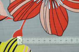 Tissu Voile Coton Viscose Imprimé Fleur Giant Gris -Au Mètre