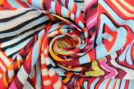 Tissu Voile Coton Viscose Imprimé Illusions Rouge -Au Mètre