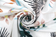 Tissu Voile Coton Viscose Imprimé Martinique Blanc -Au Mètre