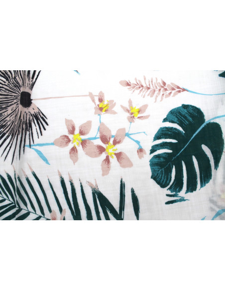 Tissu Voile Coton Viscose Imprimé Martinique Blanc -Au Mètre