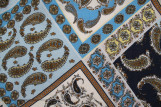 Tissu Voile Coton Viscose Imprimé Losange Cachemire Bleu -Au Mètre