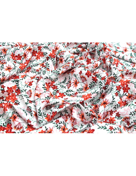 Tissu Viscose Imprimé Fleur Iris Blanc -Au Mètre