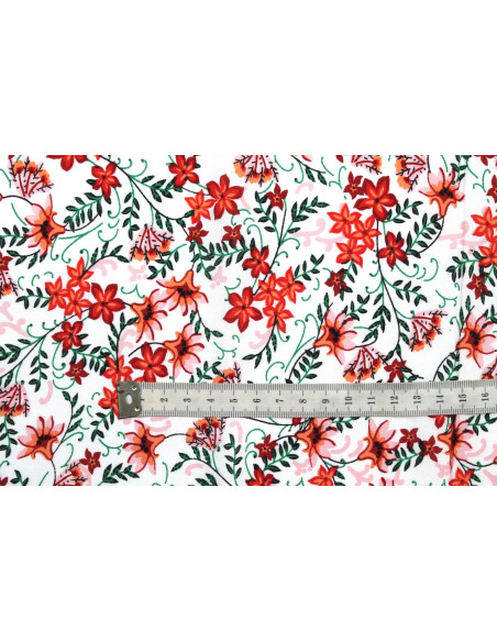 Tissu Viscose Imprimé Fleur Iris Blanc -Au Mètre