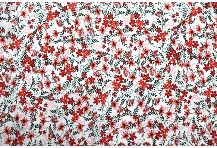 Tissu Viscose Imprimé Fleur Iris Blanc -Au Mètre