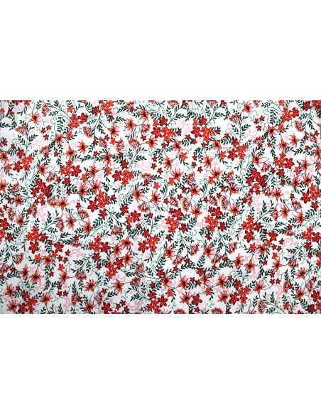 Tissu Viscose Imprimé Fleur Iris Blanc -Au Mètre