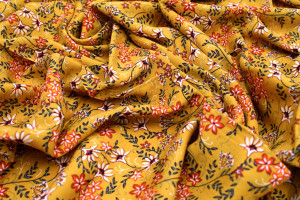 Tissu Viscose Imprimé Fleur Iris Safran -Au Mètre 2