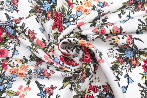 Tissu Viscose Imprimé Fleur Missony Blanc -Au Mètre
