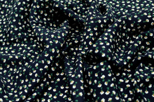 Tissu Viscose Imprimé Petites fleurs Marine -Au Mètre 2