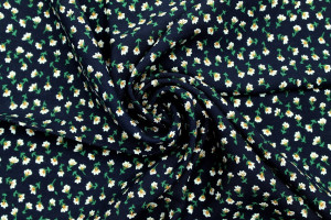 Tissu Viscose Imprimé Petites fleurs Marine -Au Mètre