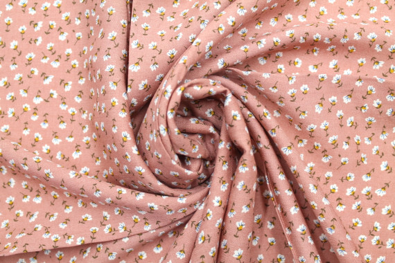 Tissu Viscose Imprimé Petites fleurs Rose -Au Mètre