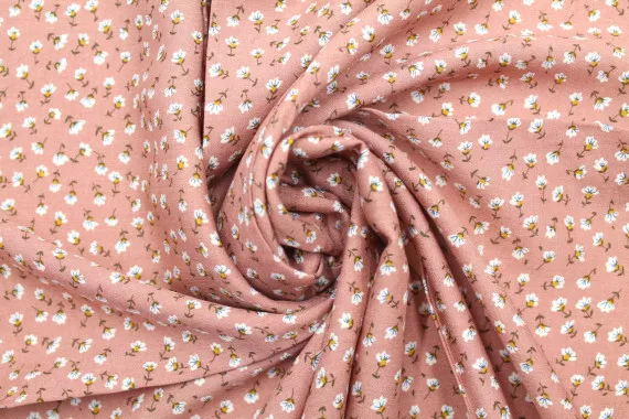 Tissu Viscose Imprimé Petites fleurs Rose -Au Mètre