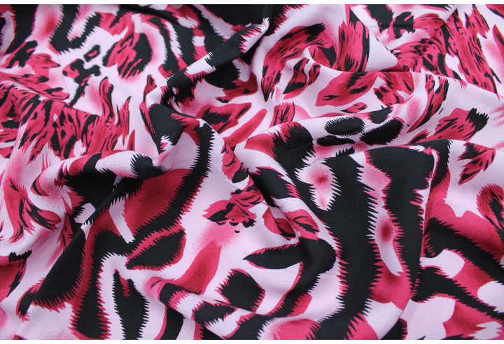 Tissu Viscose Imprimé Léopard Rose -Au Mètre