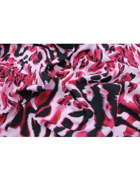 Tissu Viscose Imprimé Léopard Rose -Au Mètre