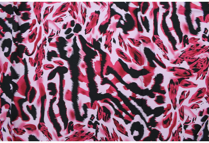 Tissu Viscose Imprimé Léopard Rose -Au Mètre