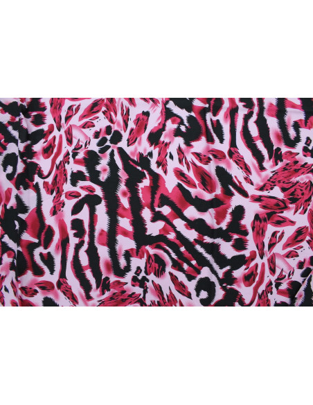 Tissu Viscose Imprimé Léopard Rose -Au Mètre