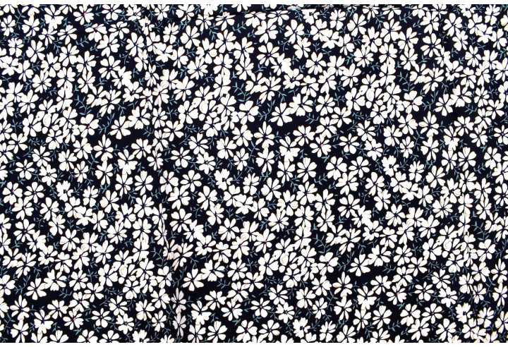 Tissu Viscose Imprimé Fleur Jada Marine -Au Mètre