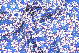 Tissu Viscose Imprimé Fleur Jada Bleu Roi -Au Mètre