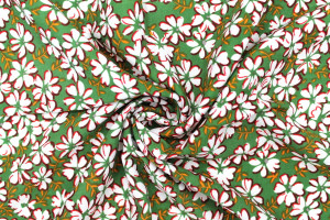 Tissu Viscose Imprimé Fleur Jada Vert -Au Mètre