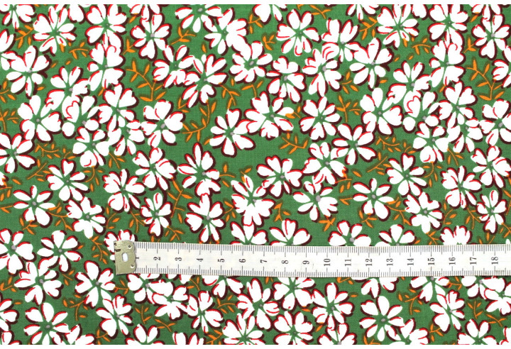 Tissu Viscose Imprimé Fleur Jada Vert -Au Mètre