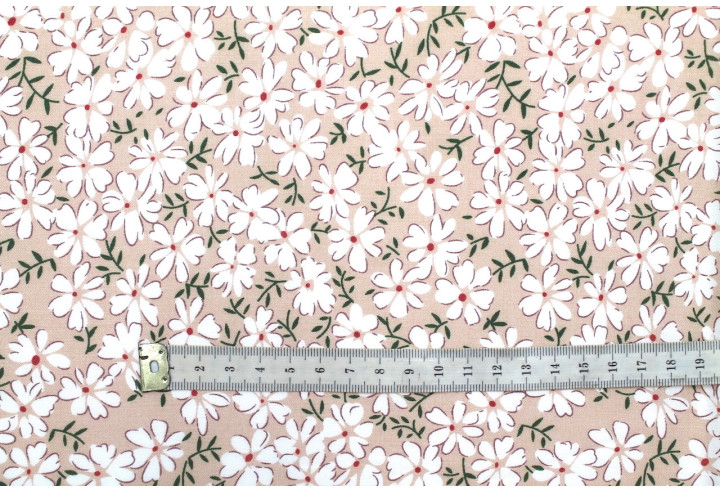 Tissu Viscose Imprimé Fleur Jada Beige -Au Mètre