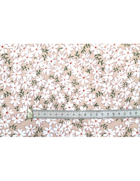 Tissu Viscose Imprimé Fleur Jada Beige -Au Mètre