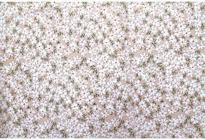 Tissu Viscose Imprimé Fleur Jada Beige -Au Mètre