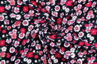 Tissu Viscose Imprimé Fleur Jolie Noir -Au Mètre